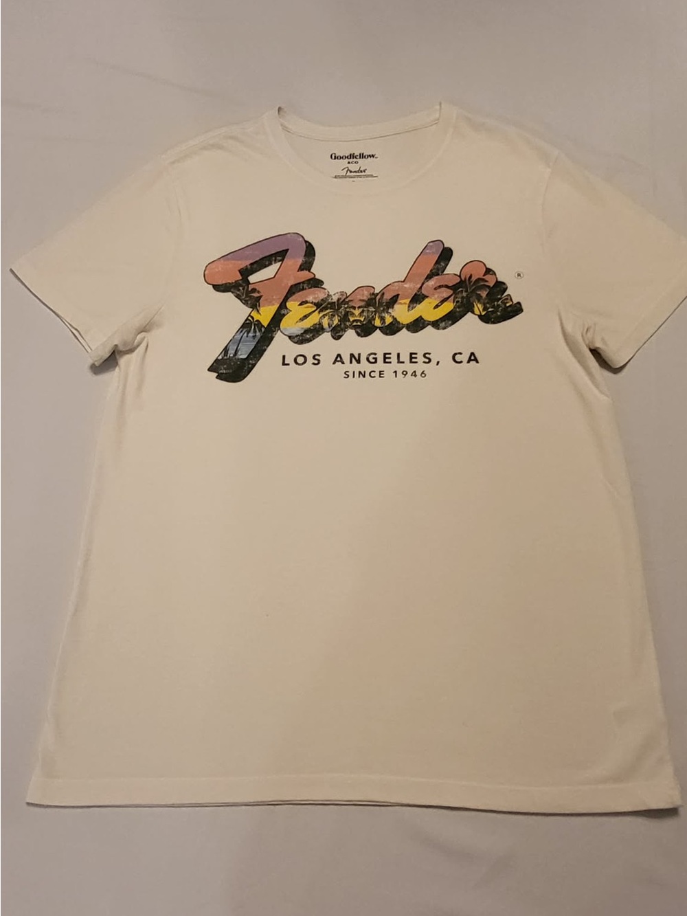 Goodfellow & Co Fender Tee - Cream with Multicolor Logo